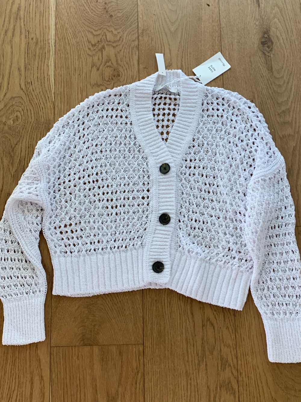Madewell White Open-Stitch Cropped Button Cardigan - Picture 5 of 5